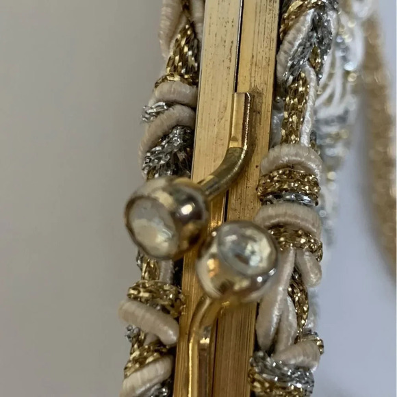 Vintage Gold Metallic Woven Evening Bag Chain Strap Creations by Solar Ltd Italy - Picture 3 of 6